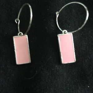 Pink Rectangle Earings